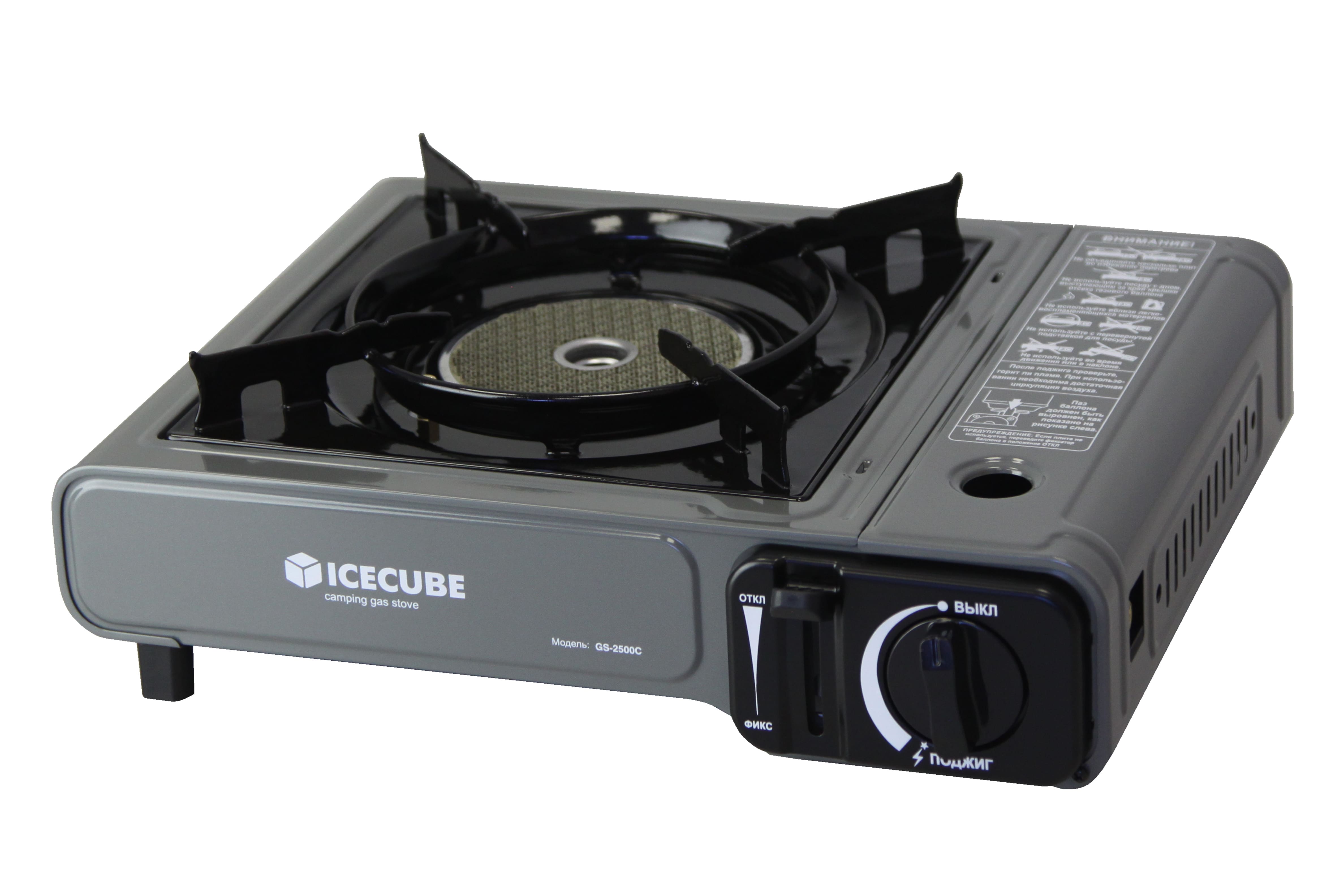 Газовая плита Ice Cube GS-2500, керамическая горелка, 2.3  кВт, 165 г/ч (+переходник)