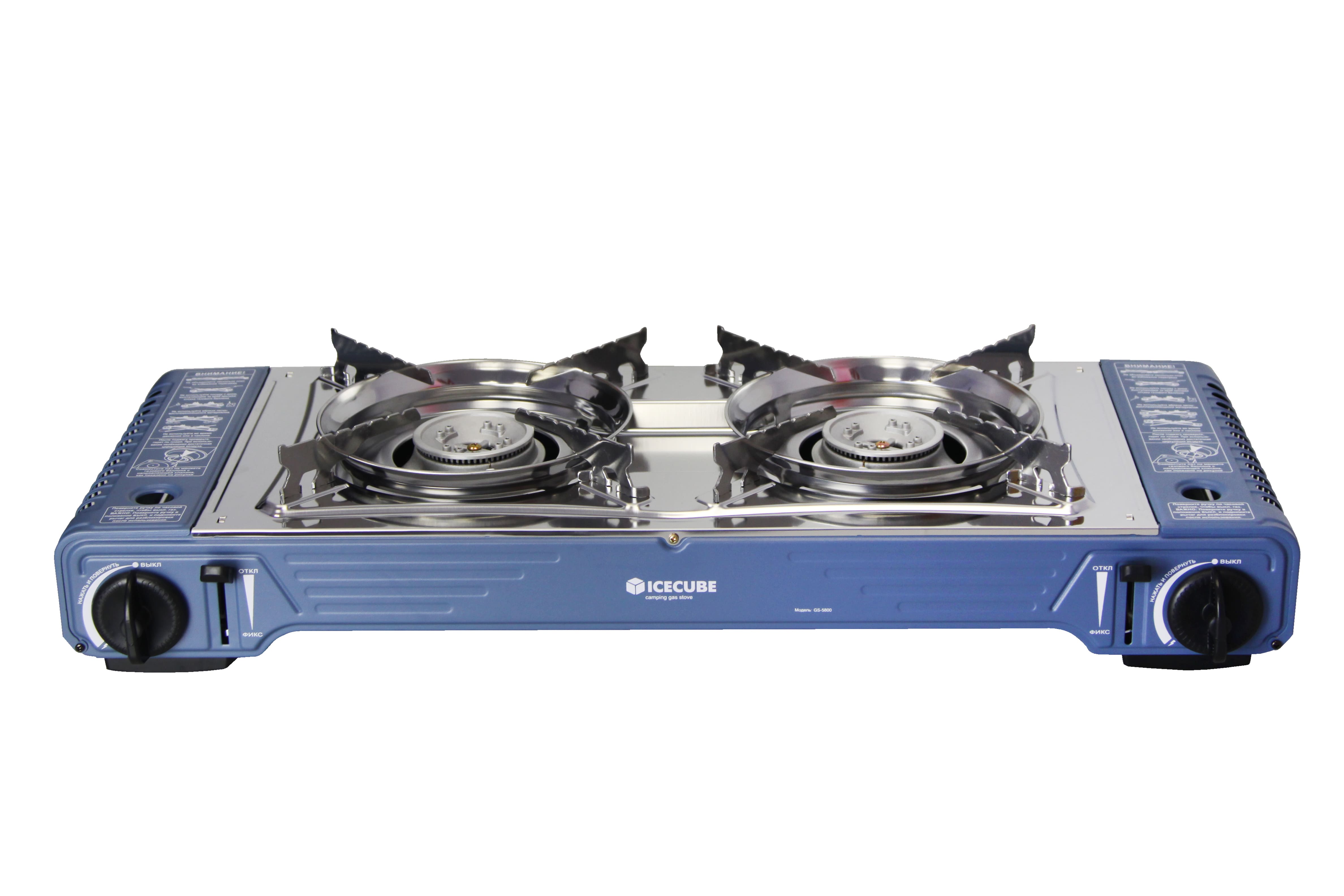 Газовая плита Ice Cube GSD-5800 двухконфорка, 2.2 кВт х 2, 160 г/ч х 2